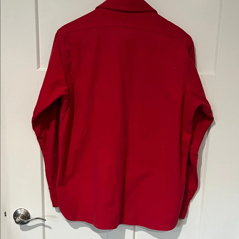 Vintage Woolrich Red Chamois 100% Cotton Made in USA Button Up Sz L